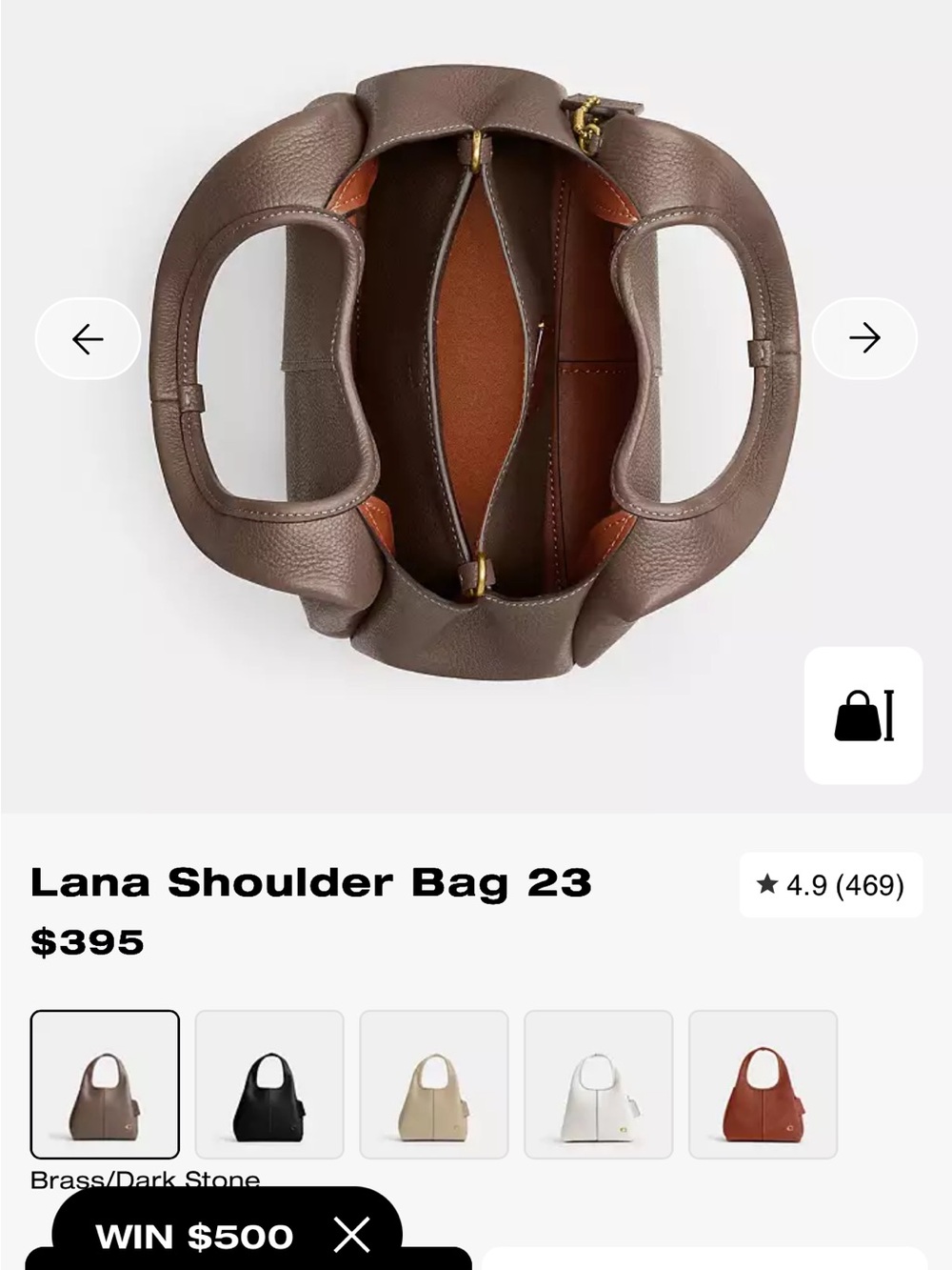 COACH Lana Shoulder Bag 23 in Brass/Dark Stone - Picture 5 of 9